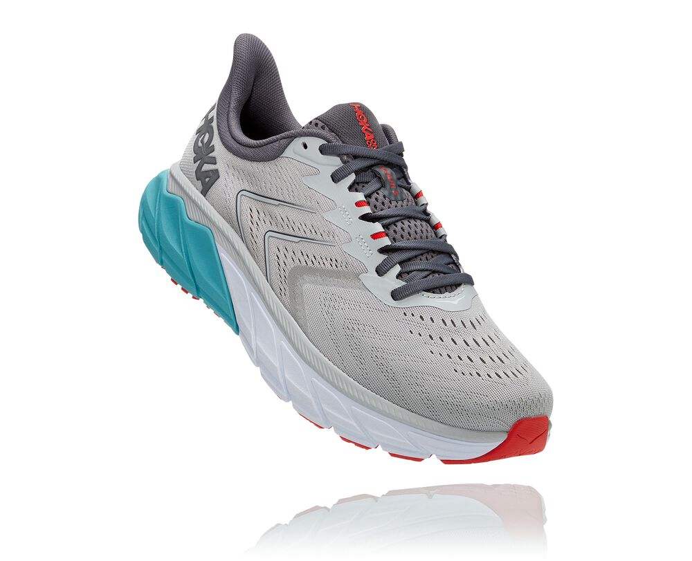 Hoka One One Arahi 5 Ortopediska Skor Herr Grå/LjusTurkos - SE-1984036